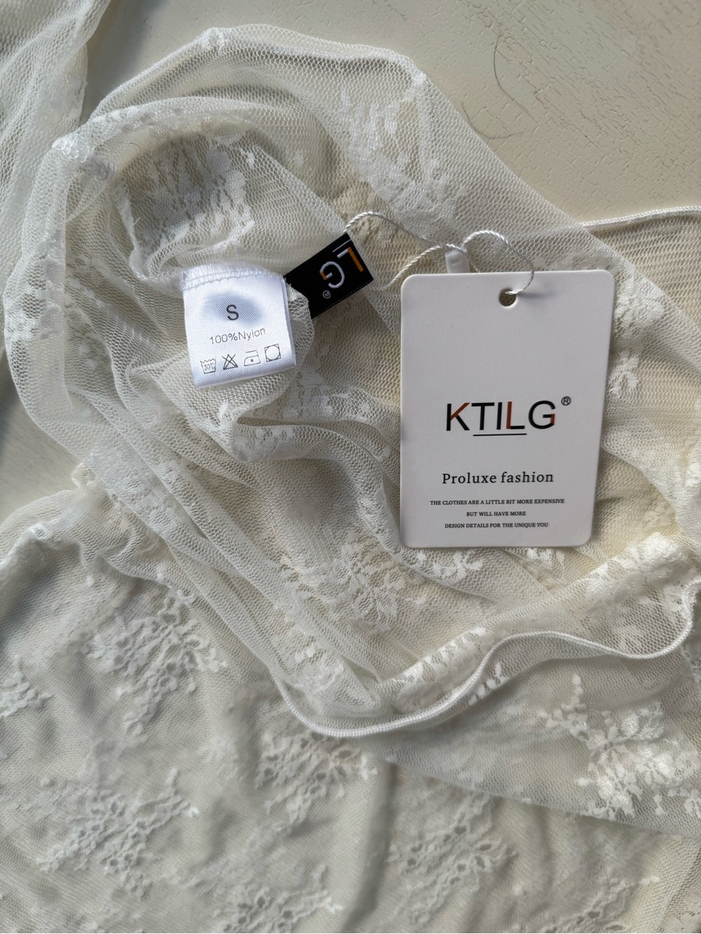White Lace Long Sleeve Sheer Top - Picture 2 of 4